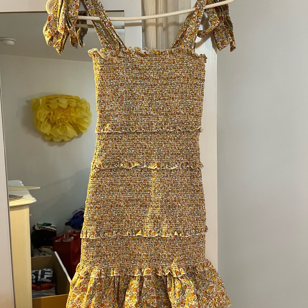 Smocked Ruffle Dress Flowered - Picture 2 of 5